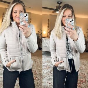 AVÍA Women's Cream Mixed Media Jacket | XL 16-18